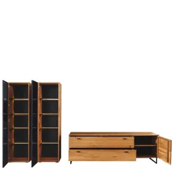 Wohnzimmer Schränke aus Wildeiche & Metall - Flacona (dreiteilig)