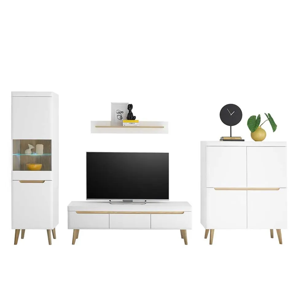 Wohnzimmer Schränke und Wandboard Set - Ginko (vierteilig)