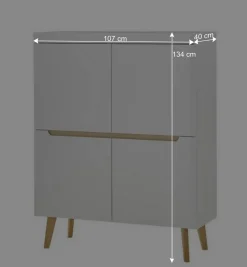 Wohnzimmer Schränke und Wandboard Set - Ginko (vierteilig)