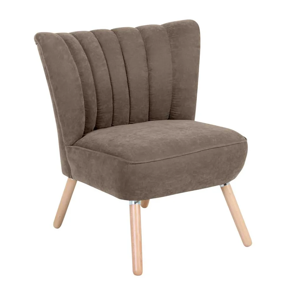 Wohnzimmer Sessel in Beigegrau Velours - Vomano