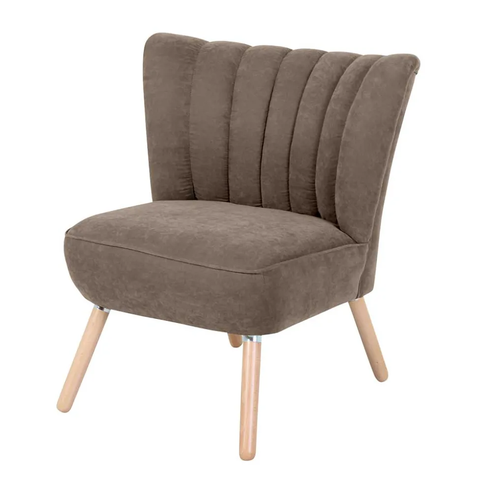 Wohnzimmer Sessel in Beigegrau Velours - Vomano