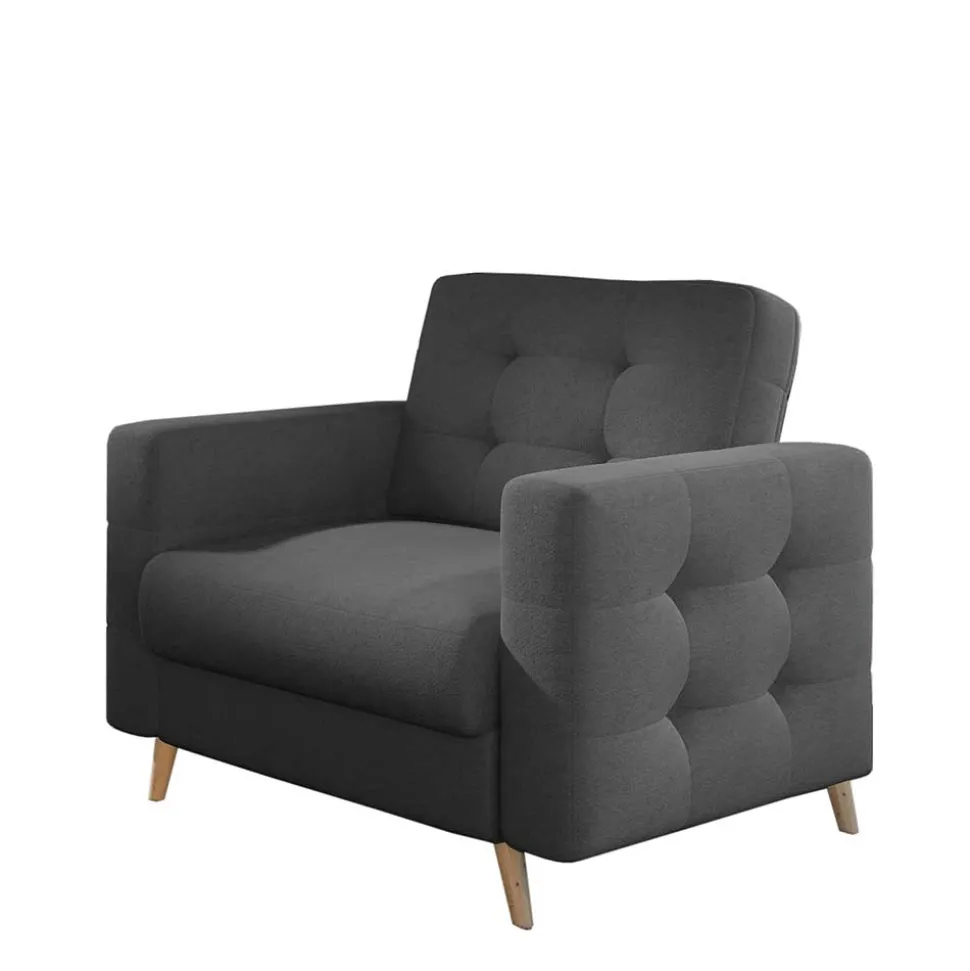 Wohnzimmer Sessel in Platingrau mit Punktsteppung - Formicas