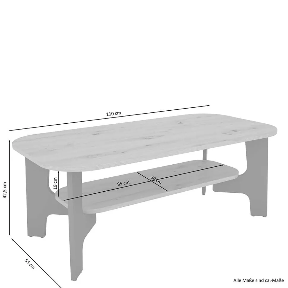 Wohnzimmer Sofatisch mit zusätzlicher Ablage - Ricarda