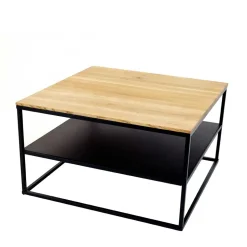 Wohnzimmer Tisch aus Eiche massiv & Metall - Sisam