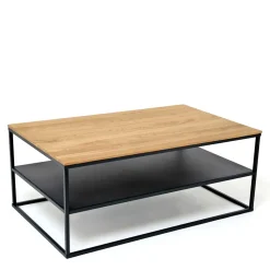 Wohnzimmer Tisch aus Eiche massiv & Metall - Sisam