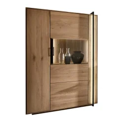 Wohnzimmer Vitrine aus Asteiche mit Metall - Clenza I