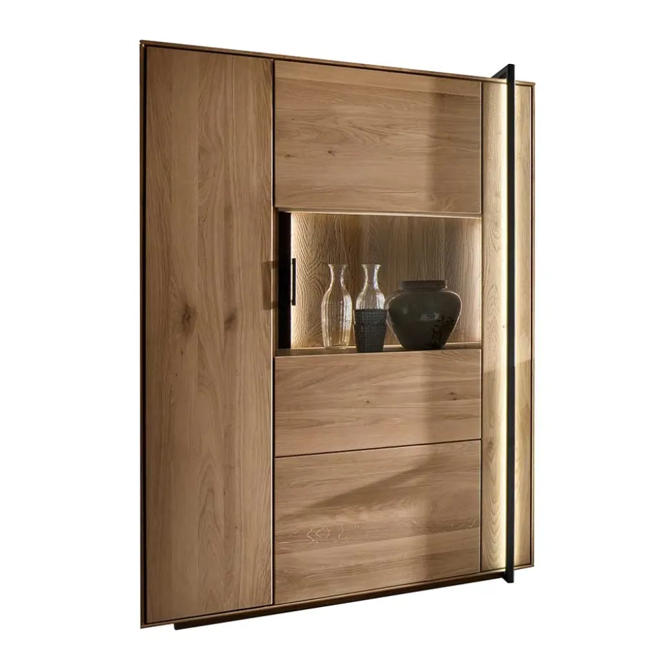 Wohnzimmer Vitrine aus Asteiche mit Metall - Clenza I