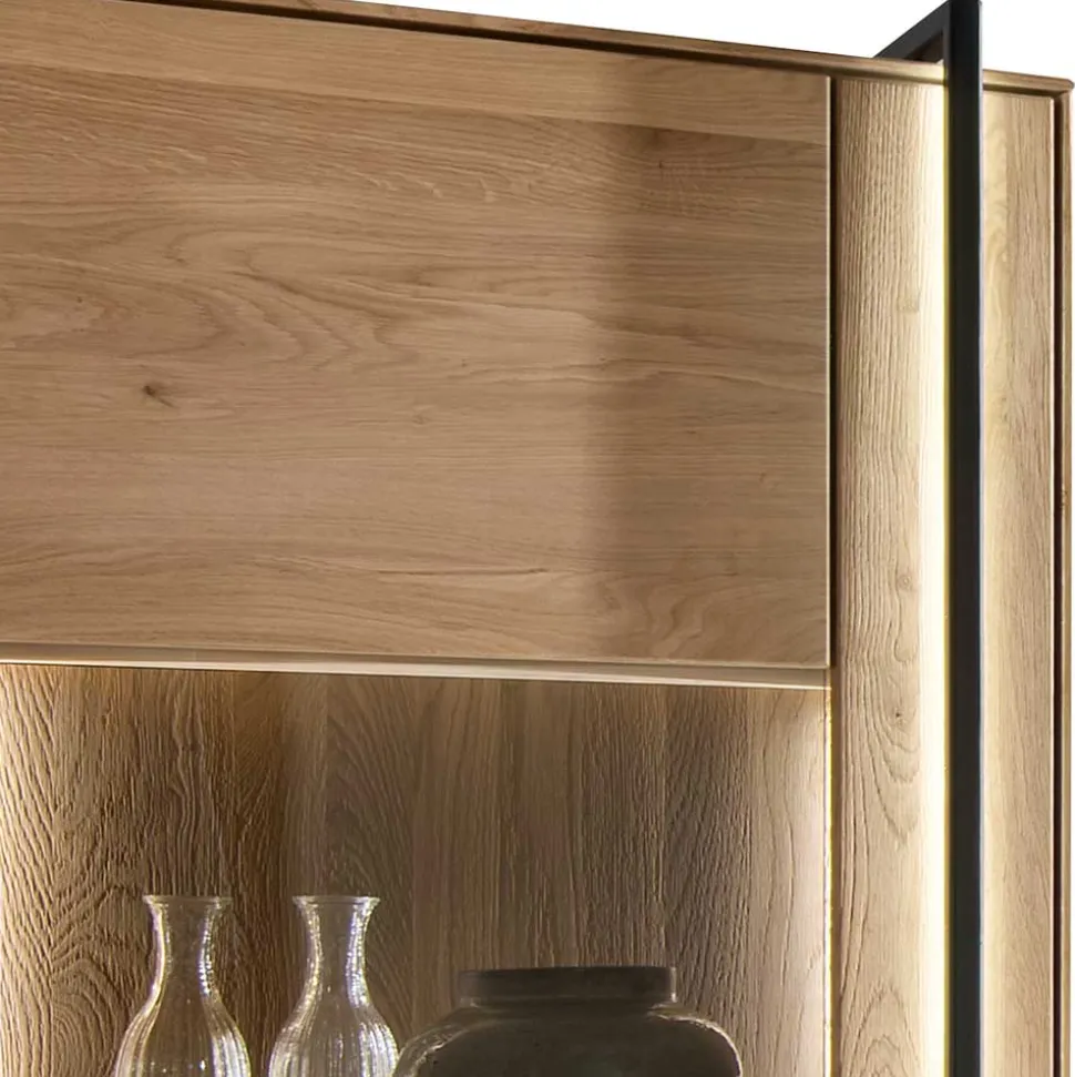 Wohnzimmer Vitrine aus Asteiche mit Metall - Clenza I