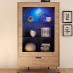Wohnzimmer Vitrine im Eiche Dekor - Rodonda