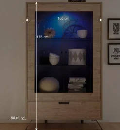 Wohnzimmer Vitrine im Eiche Dekor - Rodonda