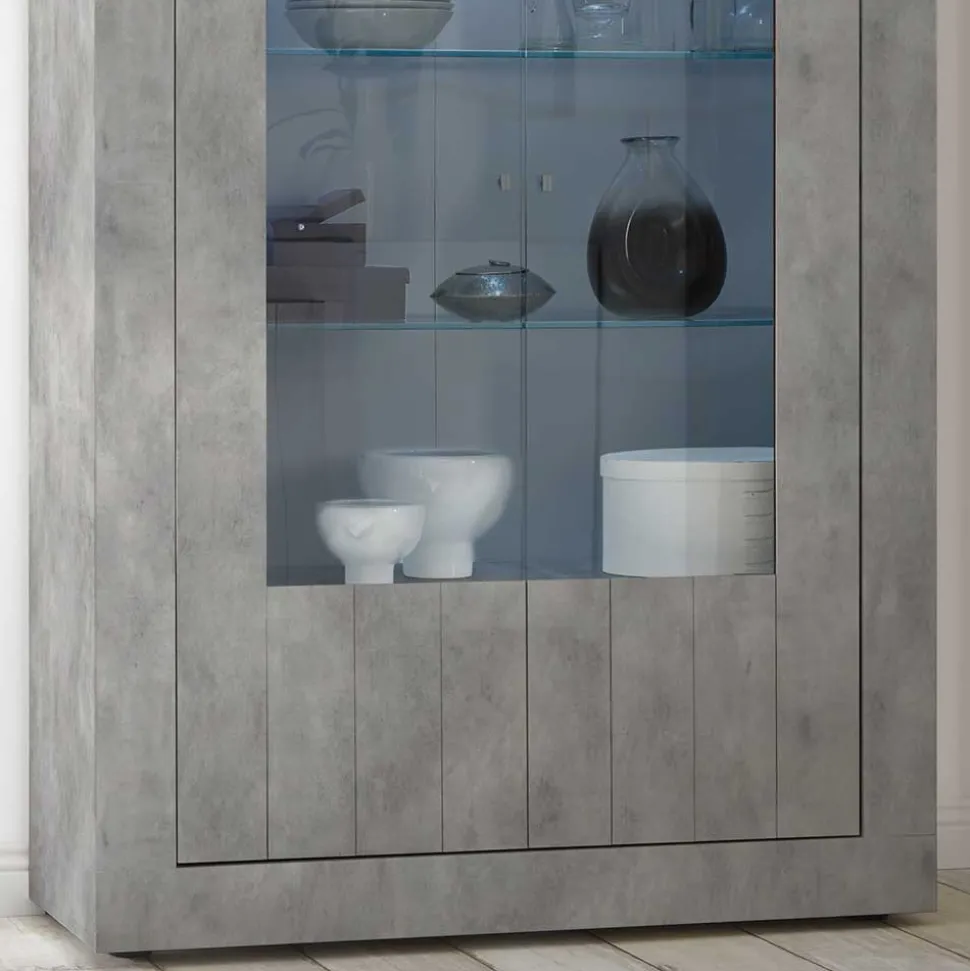 Wohnzimmer Vitrine in Beton Optik - Vareika