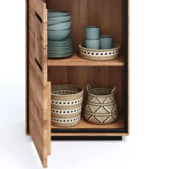 Wohnzimmer Vitrine mit Hirnholz Applikation - Shipper