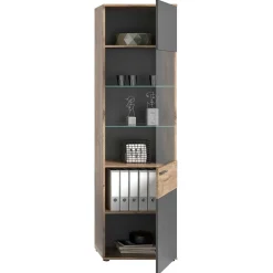 Wohnzimmer Vitrinenschrank in der Größe 57x200x37 cm - Lucios