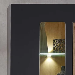 Wohnzimmer Wandvitrine in Dunkelgrau - Svanjon