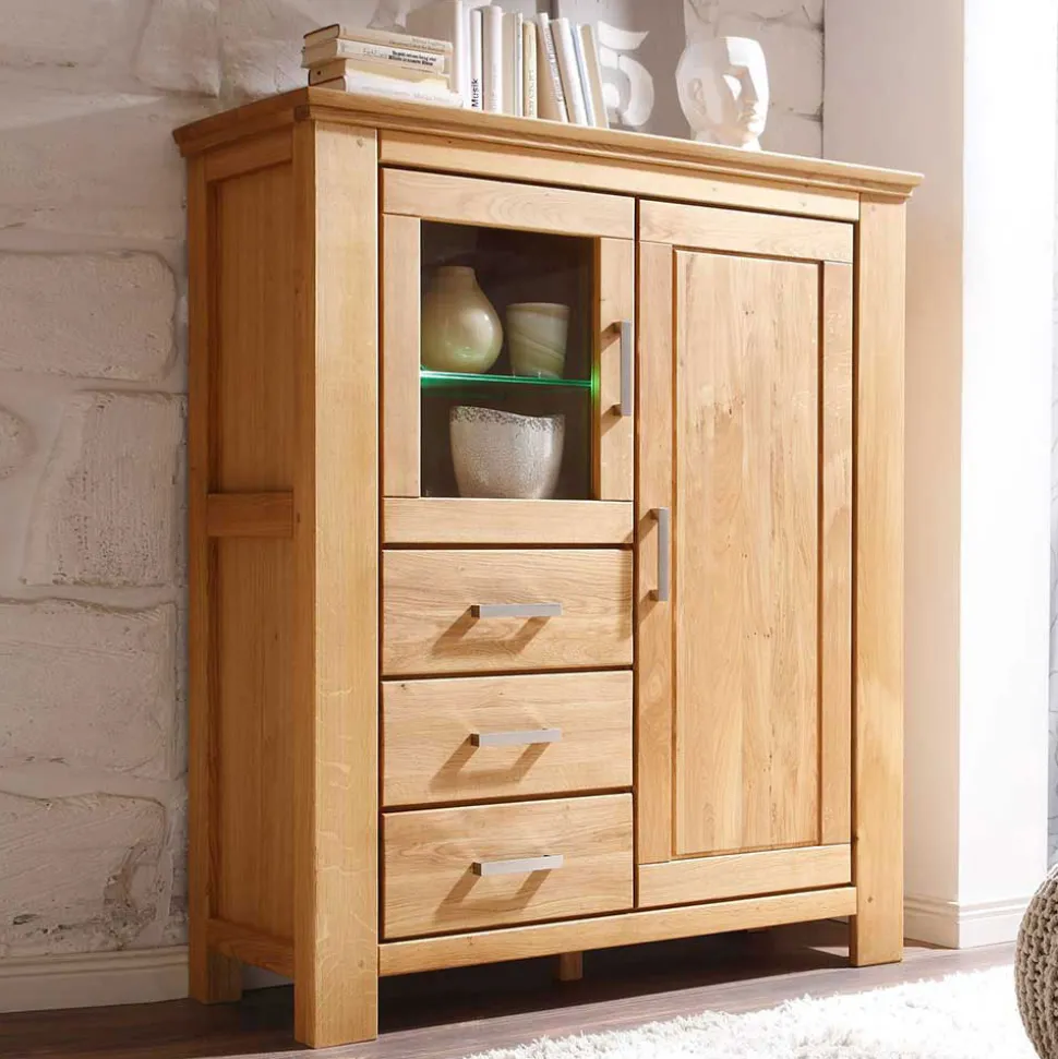 Wohnzimmer Wohnwand Ladressa aus Wildeiche geölt und gewachst (vierteilig)