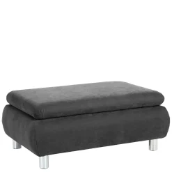 Wohnzimmerhocker in Anthrazit mit Chrom - Venezia