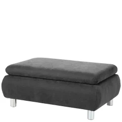 Wohnzimmerhocker in Anthrazit mit Chrom - Venezia