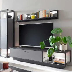 Wohnzimmermöbel TV Wand in Grau - Ridona (dreiteilig)