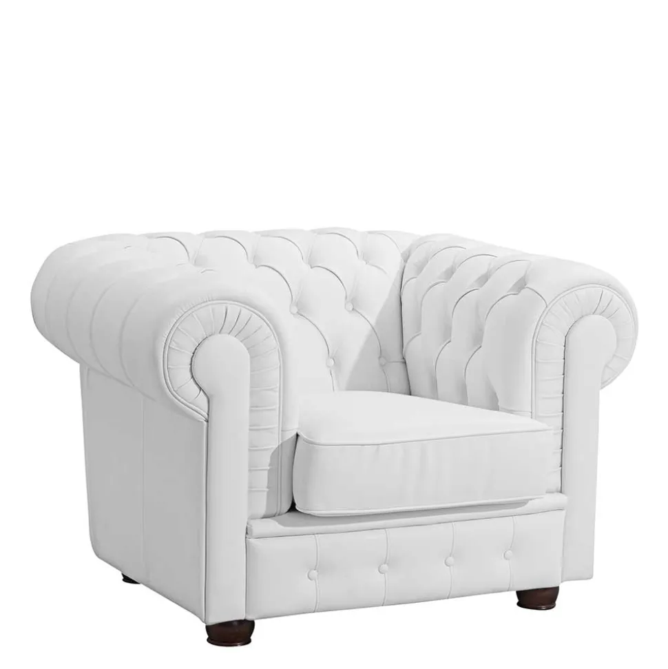 Wohnzimmersessel aus Leder in Weiß - Dossera