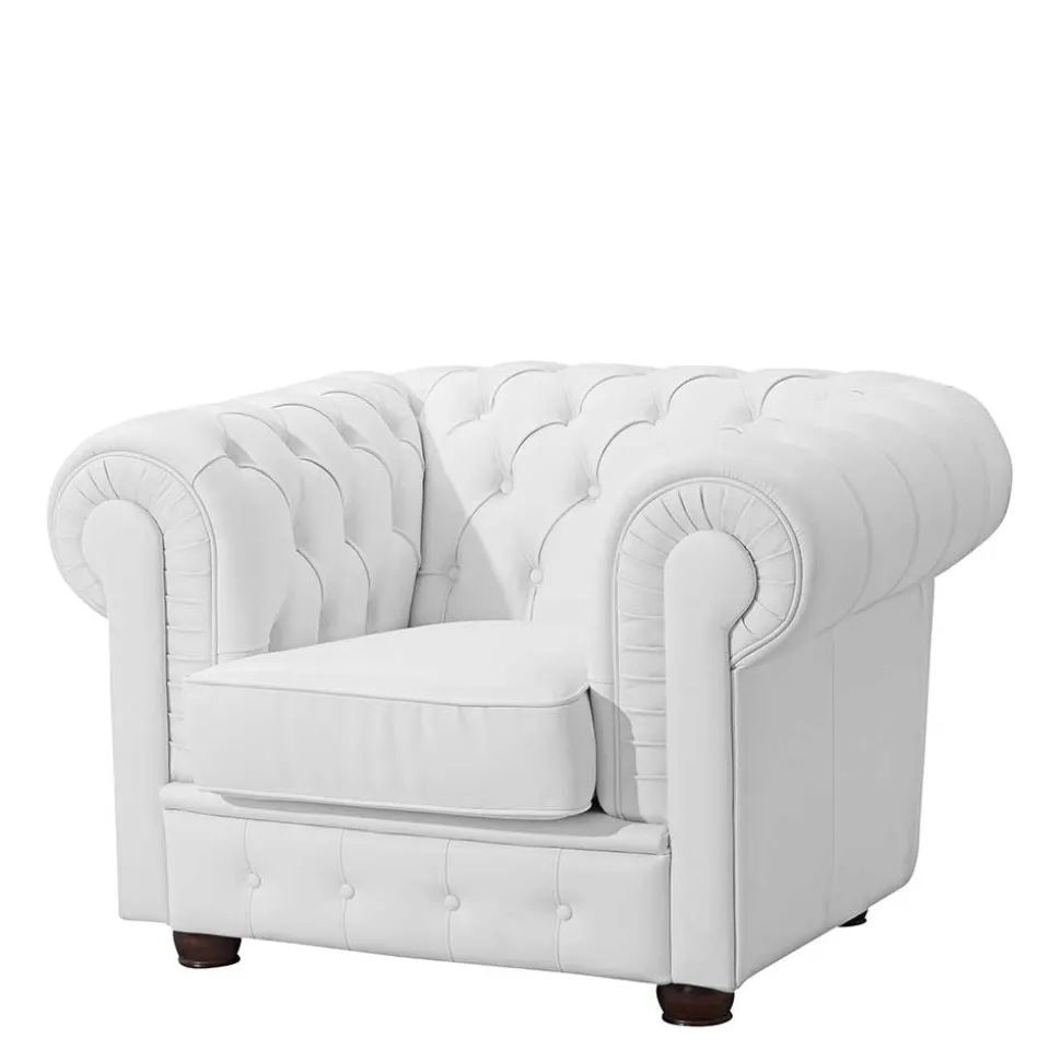 Wohnzimmersessel aus Leder in Weiß - Dossera