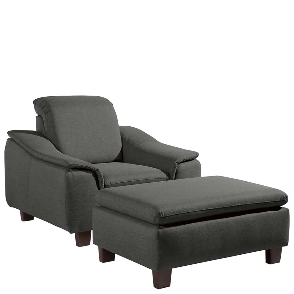 Wohnzimmersessel in Anthrazit und Nussbaum - Classimo