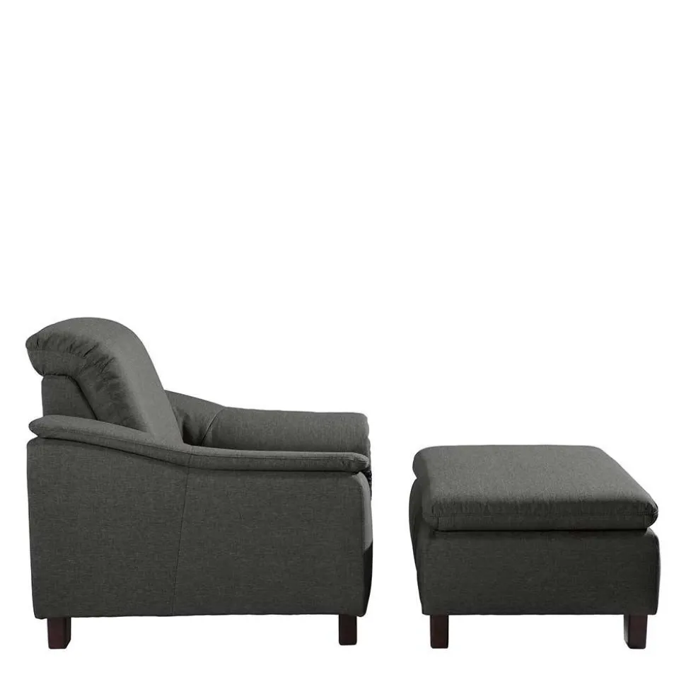 Wohnzimmersessel in Anthrazit und Nussbaum - Classimo