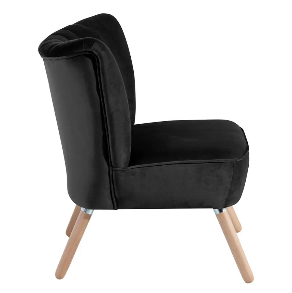 Wohnzimmersessel in Schwarz Samtvelours - Vulias