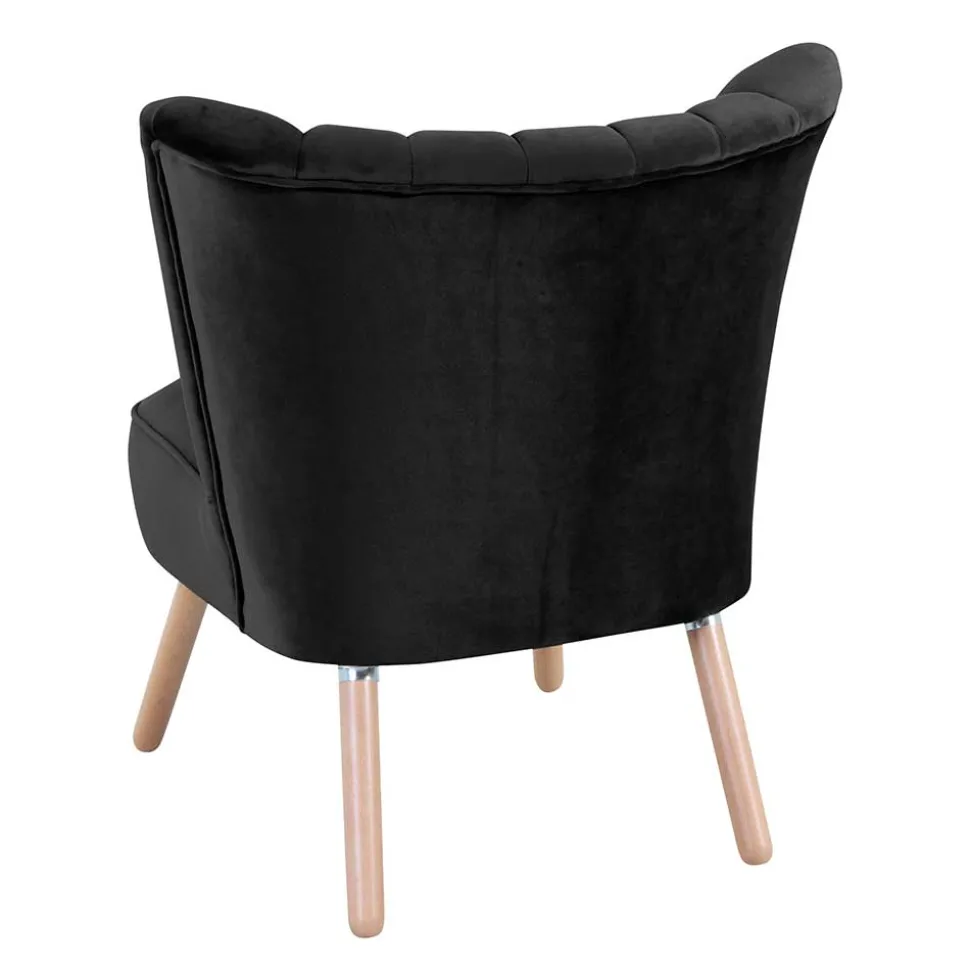 Wohnzimmersessel in Schwarz Samtvelours - Vulias