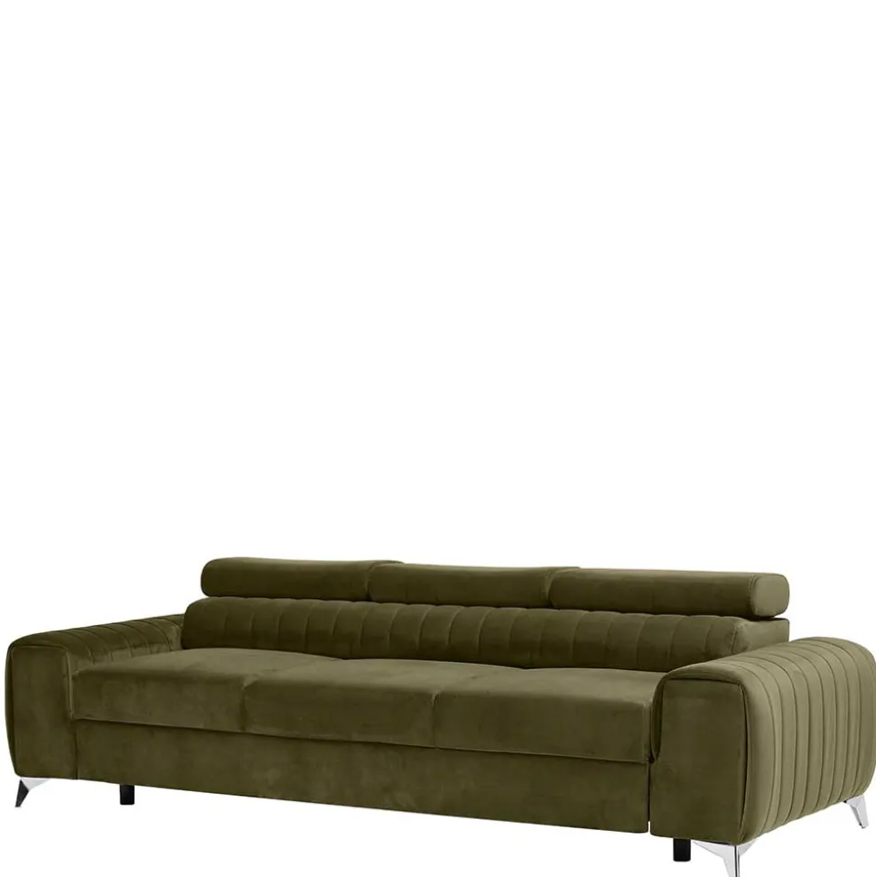Wohnzimmersofa mit Bettfunktion in Oliv Grün - Vultaco