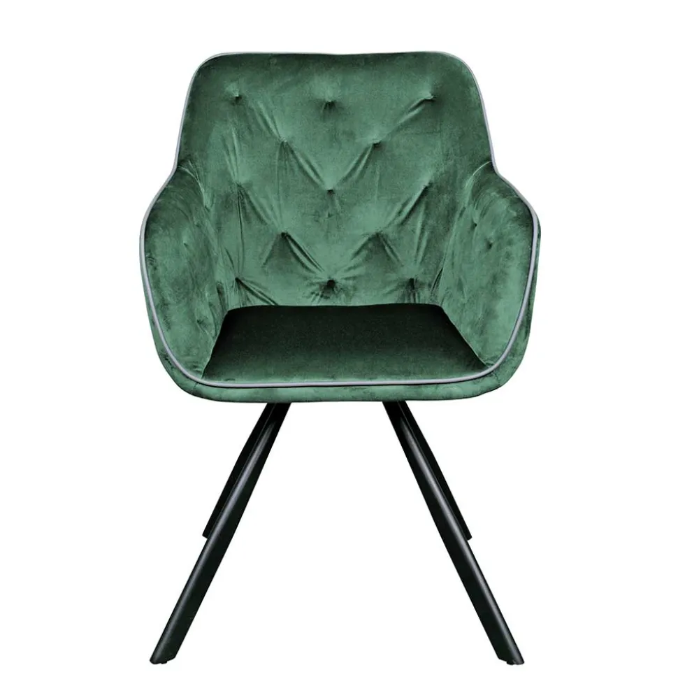 Wohnzimmerstuhl mit Armlehnen in Grün Samt - Relindo