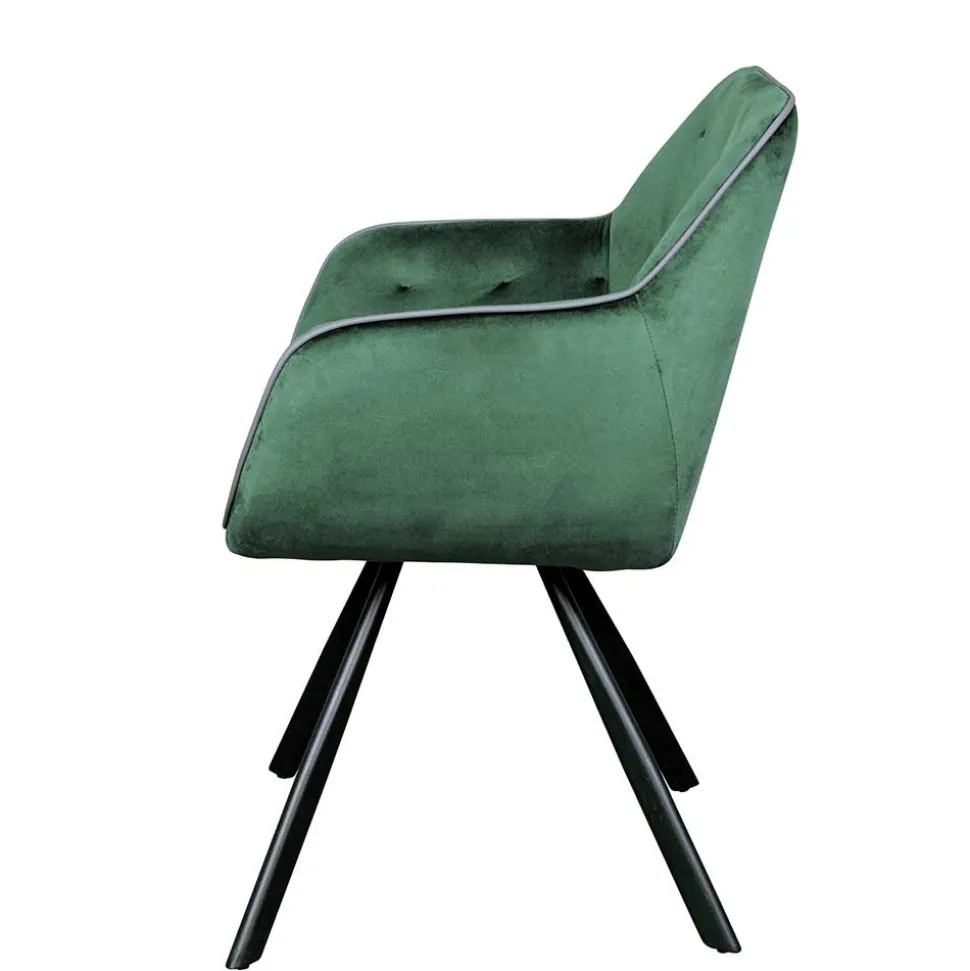 Wohnzimmerstuhl mit Armlehnen in Grün Samt - Relindo