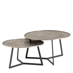 Wohnzimmertisch Duo in Schwarz Nickel - Grodasso (zweiteilig)