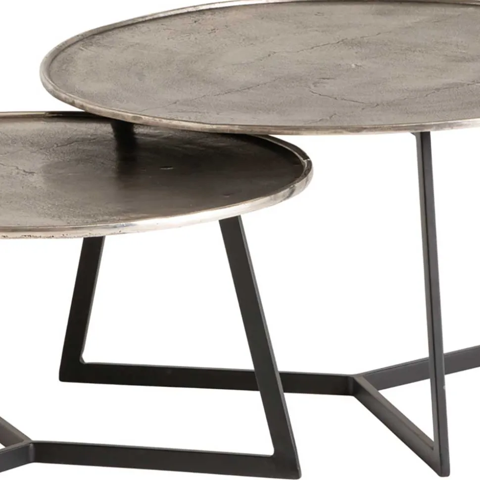 Wohnzimmertisch Duo in Schwarz Nickel - Grodasso (zweiteilig)