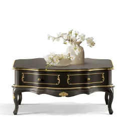 Wohnzimmertisch in Dunkelbraun mit Gold - Numrek