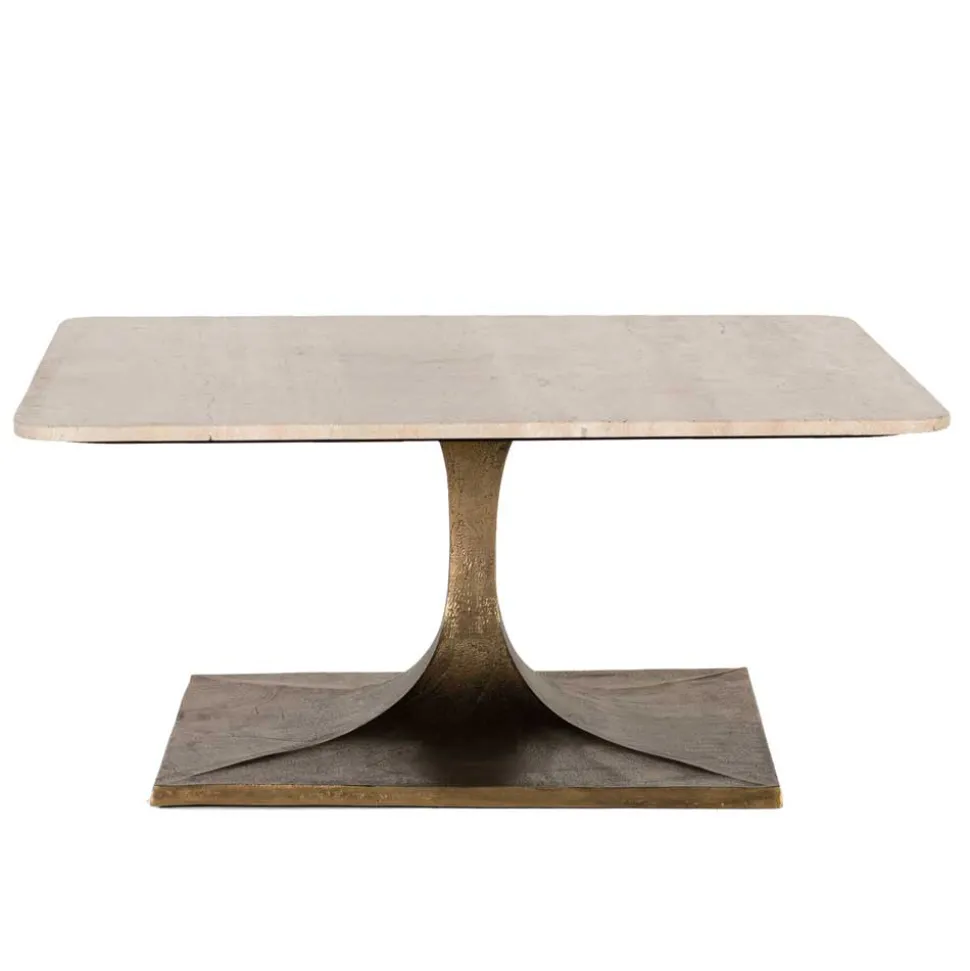 Wohnzimmertisch mit hellgrauer Marmorplatte - Cimbaly