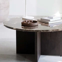 Wohnzimmertisch mit Marmorplatte in Braun - Farizio