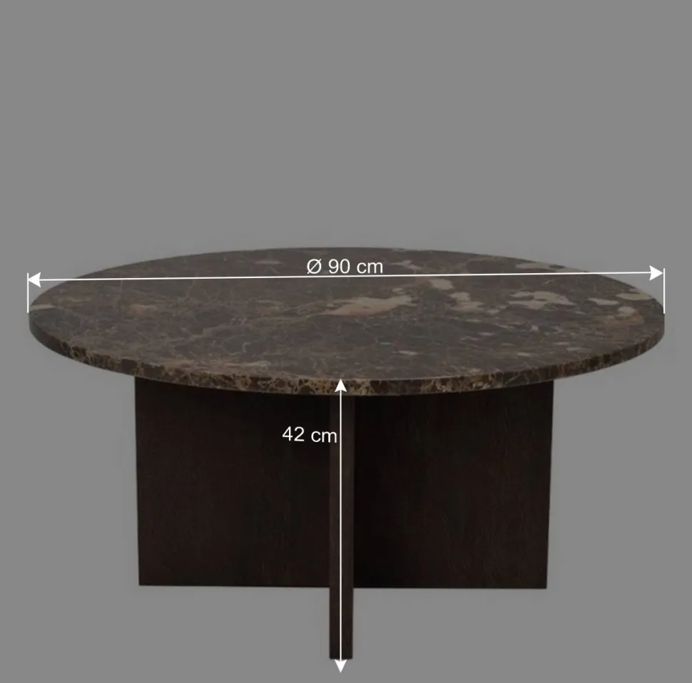 Wohnzimmertisch mit Marmorplatte in Braun - Farizio