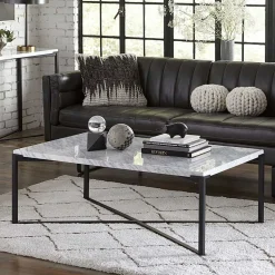 Wohnzimmertisch mit Marmorplatte Weiß Grau - Ignacios