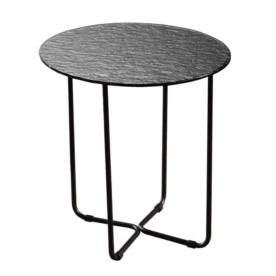 Wohnzimmertisch mit runder Strukturglas Platte - Borey