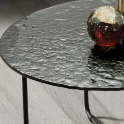Wohnzimmertisch mit runder Strukturglas Platte - Borey