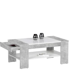 Wohnzimmertisch mit Schublade & Ablage in Beton NB - Cadylica