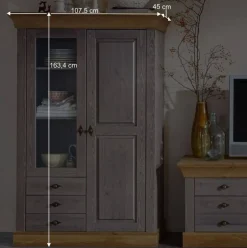 Wohnzimmervitrine Cempino in Grau