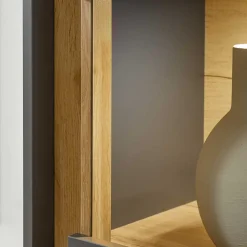 Wohnzimmervitrine in Anthrazit & Wildeiche Optik - Ahilav