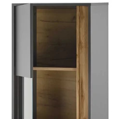 Wohnzimmervitrine in Anthrazit & Wildeiche Optik - Ahilav