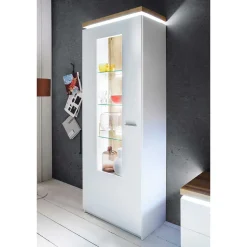 Wohnzimmervitrine in Weiß & Dekor Wildeiche - Caldri