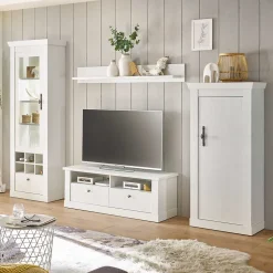 Wohnzimmerwohnwand in weißer Holzoptik Pinie - Liancos (vierteilig)