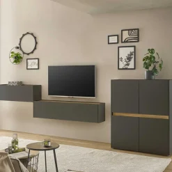 Wohnzimmer-Wohnwand Möbelset - Ahilav (dreiteilig)