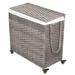 Wäschetruhe auf Rollen in Grau Kunstrattan - Henrietta