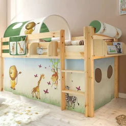 90x200 Afrika Tiere Hochbett mit Nackenrolle - Fakt