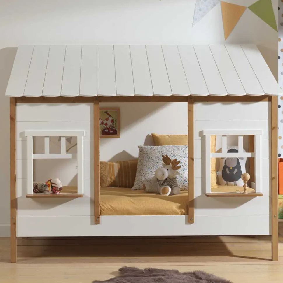 90x200 Bett mit Rausfallschutz in Haus Optik - Vericia